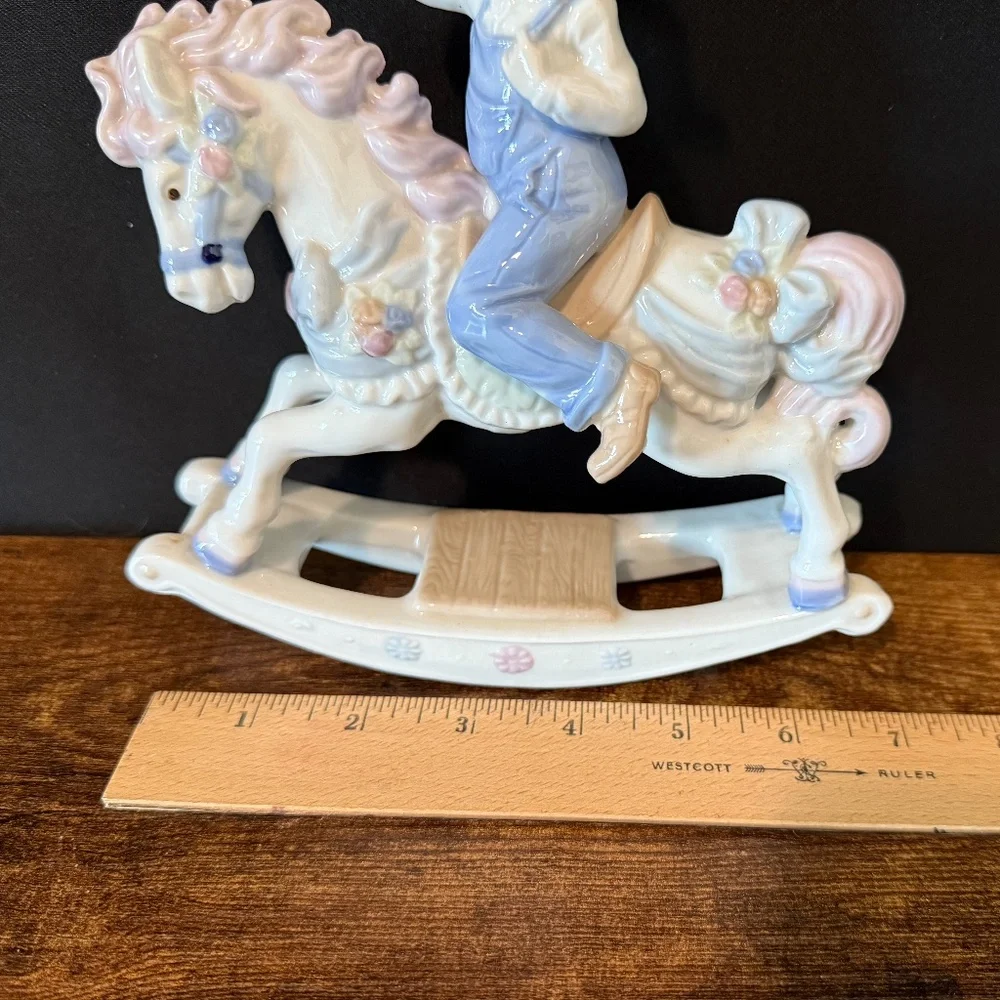 1991 MEICO PAUL SEBASTIAN Girl Riding Rocking Horse Figurine